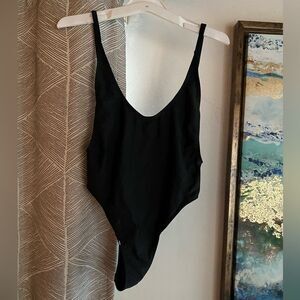 Fabletics Bodysuit Thong Womens Sz Small Black  One Piece Sleeveless NEW